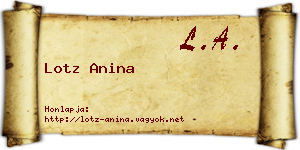 Lotz Anina névjegykártya